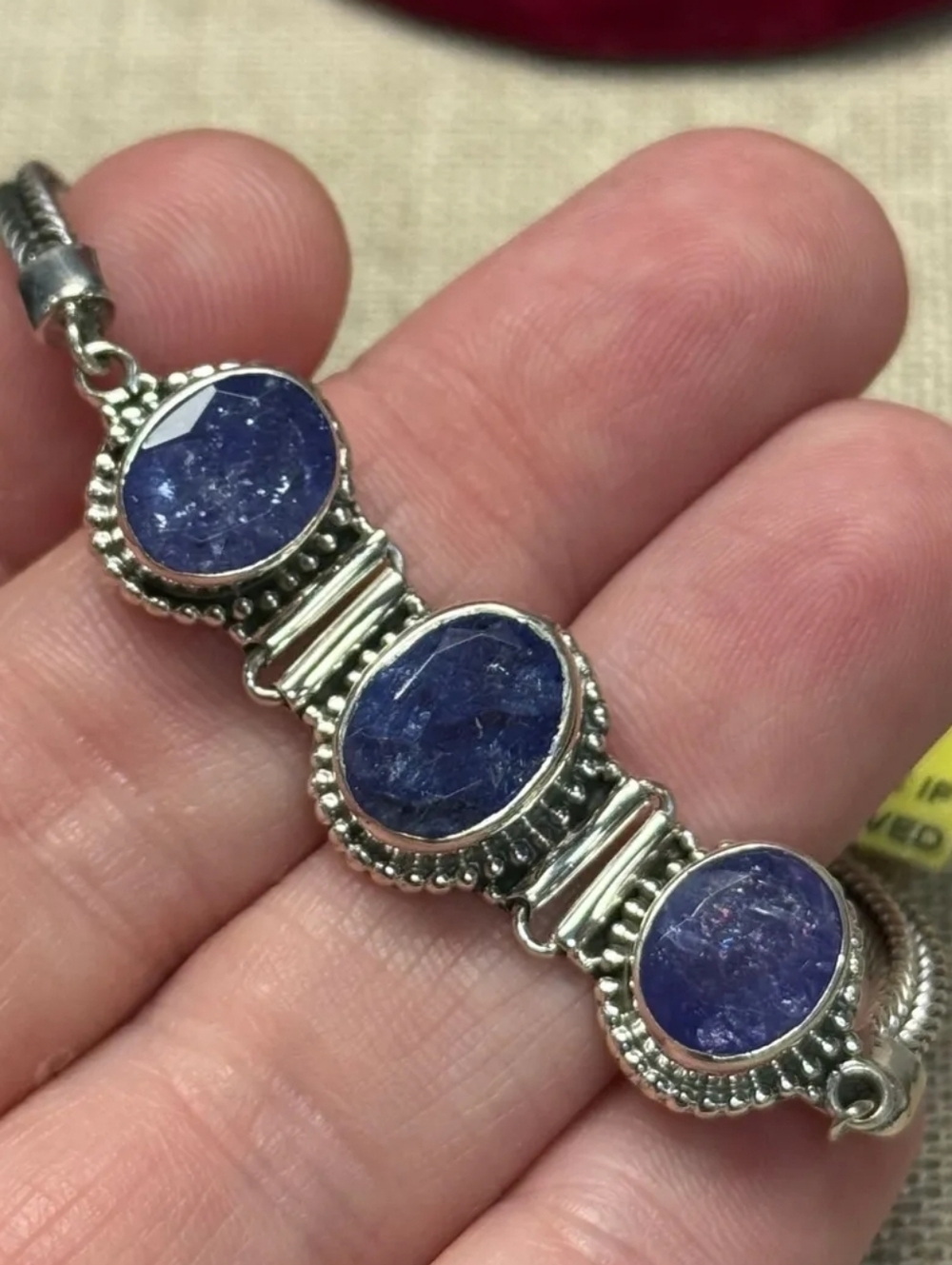 Sterling Silver Artisan Crafted Tanzanite Bracelet 7.5"-8" - Picture 4 of 7